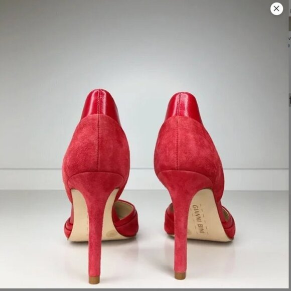 Gianni Bini Lenon Red Genuine Leather Suede Pointed Toe High Heels Size 6 - Picture 7 of 12